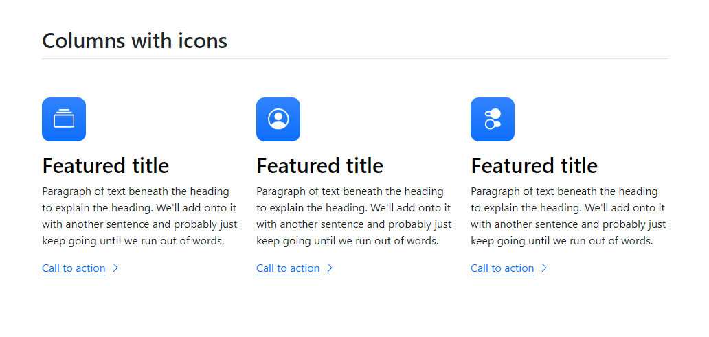 Three Columns with Icons Layout